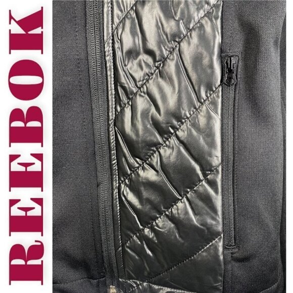 NWOT REEBOK Alpine Black Stretchy Quilted Mock Neck Full Zip Active Jacket Small - Picture 5 of 10